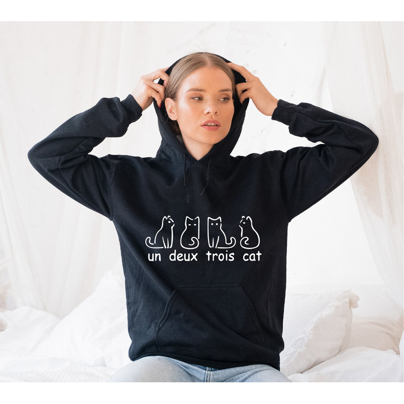 French Cat Sweatshirt, Un Deux Trois Cat Sweatshirt, Gifts for cat lovers, Cat Mom, Cute Cat Hoodie, Cat Lady Gift, Cat Clothing,Cat Dad - 6.jpg
