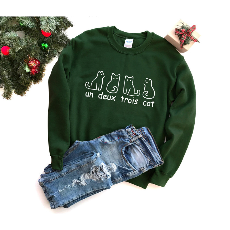 French Cat Sweatshirt, Un Deux Trois Cat Sweatshirt, Gifts for cat lovers, Cat Mom, Cute Cat Hoodie, Cat Lady Gift, Cat Clothing,Cat Dad - 7.jpg