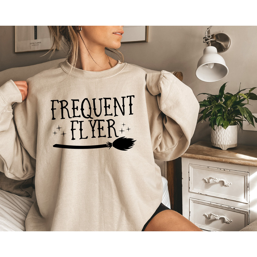 Frequent Flyer Sweatshirt, Halloween Women Sweatshirt, Halloween Sweatshirt, Witch Sweatshirt, Black Flame Candle, Halloween Teacher Shirt - 1.jpg