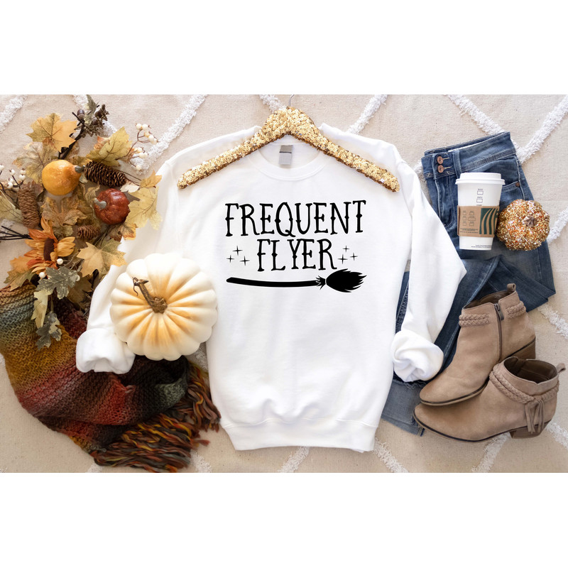 Frequent Flyer Sweatshirt, Halloween Women Sweatshirt, Halloween Sweatshirt, Witch Sweatshirt, Black Flame Candle, Halloween Teacher Shirt - 3.jpg