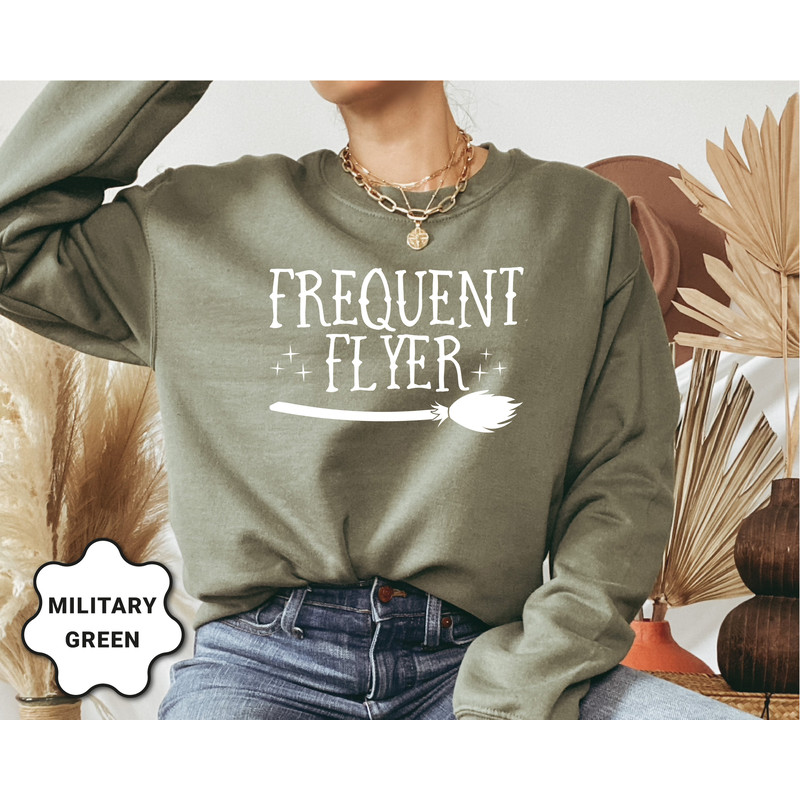 Frequent Flyer Sweatshirt, Halloween Women Sweatshirt, Halloween Sweatshirt, Witch Sweatshirt, Black Flame Candle, Halloween Teacher Shirt - 4.jpg