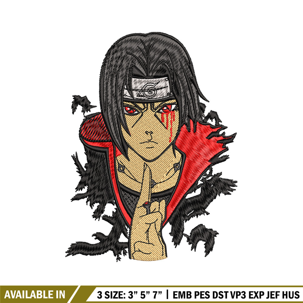 Itachi Uchiha crow embroidery design, Naruto embroidery, embroidery file, anime design, anime shirt, Digital download.jpg