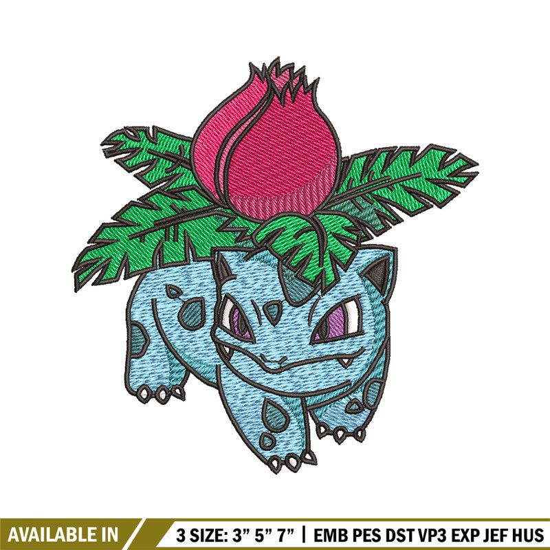 Ivysaur embroidery design, Pokemon embroidery, Anime design, Embroidery shirt, Embroidery file, Digital download.jpg