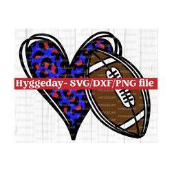 Football with Heart SVG DXF PNG, school, team spirit, red, royal, leopard, cheetah, Files for: Cricut, Sublimate, Silhouette,