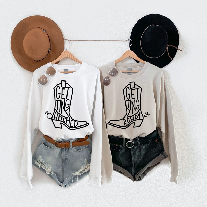 Getting Hitched Rowdy Sweatshirt, Country Bachelorette Outfit, Western Bachelorette Party Favor, Wedding Gifts, Team Bride Shirt, Nash Bash - 1.jpg