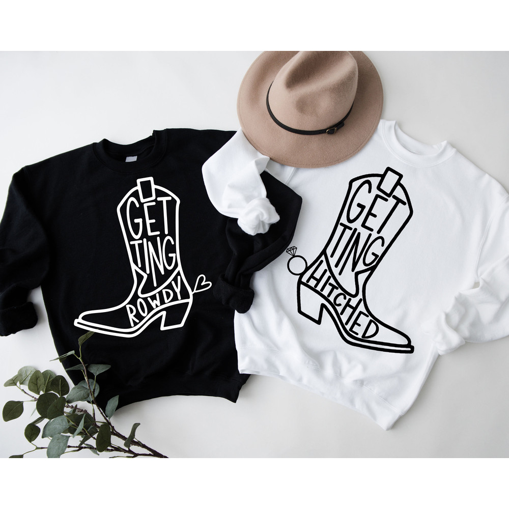 Getting Hitched Rowdy Sweatshirt, Country Bachelorette Outfit, Western Bachelorette Party Favor, Wedding Gifts, Team Bride Shirt, Nash Bash - 2.jpg