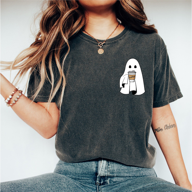 Ghost Coffee Shirt, Retro Halloween Shirt, Cute Spooky Season Shirt, Funny Halloween Shirt, Womens Halloween Tee, Halloween Graphic Tee - 1.jpg