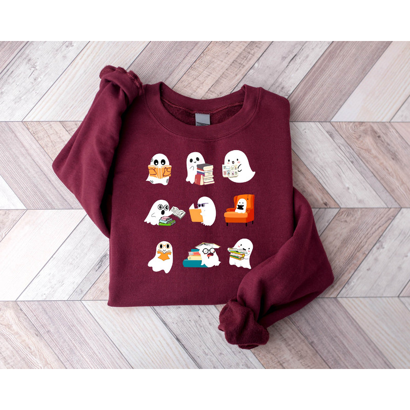 Ghost Reading Sweatshirt, Teacher Halloween Shirt, Librarian Shirt, Book Lover Tshirt, Reading Shirt, Teacher Shirt, Halloween School Shirt - 3.jpg
