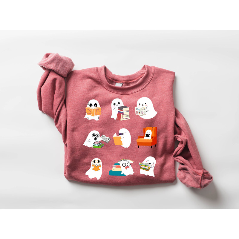 Ghost Reading Sweatshirt, Teacher Halloween Shirt, Librarian Shirt, Book Lover Tshirt, Reading Shirt, Teacher Shirt, Halloween School Shirt - 4.jpg