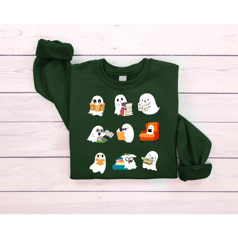 Ghost Reading Sweatshirt, Teacher Halloween Shirt, Librarian Shirt, Book Lover Tshirt, Reading Shirt, Teacher Shirt, Halloween School Shirt - 5.jpg