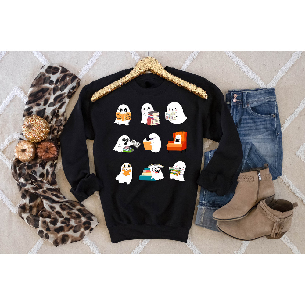 Ghost Reading Sweatshirt, Teacher Halloween Shirt, Librarian Shirt, Book Lover Tshirt, Reading Shirt, Teacher Shirt, Halloween School Shirt - 6.jpg