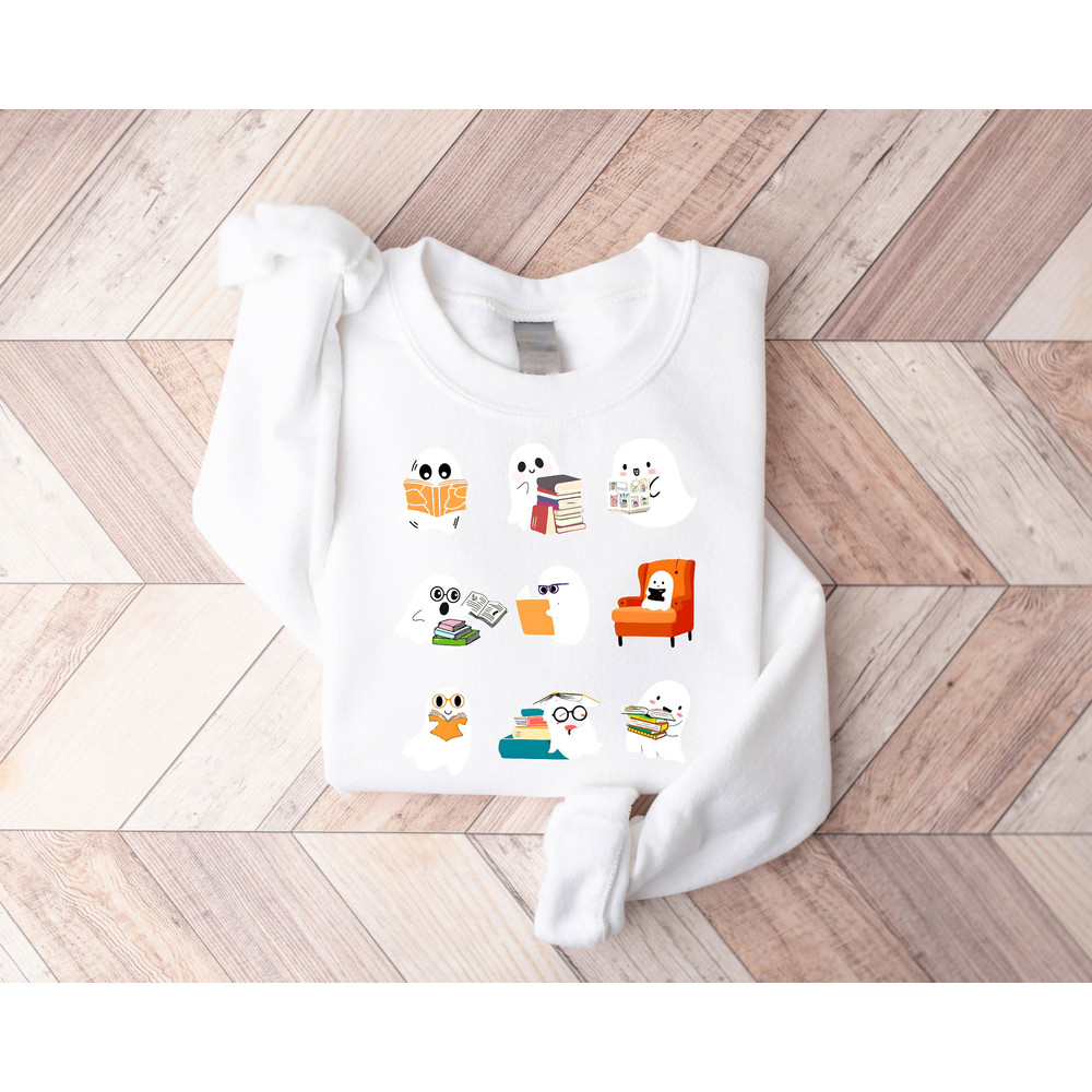 Ghost Reading Sweatshirt, Teacher Halloween Shirt, Librarian Shirt, Book Lover Tshirt, Reading Shirt, Teacher Shirt, Halloween School Shirt - 7.jpg