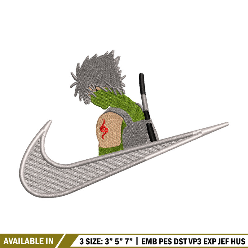 Kakashi Hatake Nike embroidery design, Naruto embroidery, nike design, anime design, anime shirt, Digital download.jpg