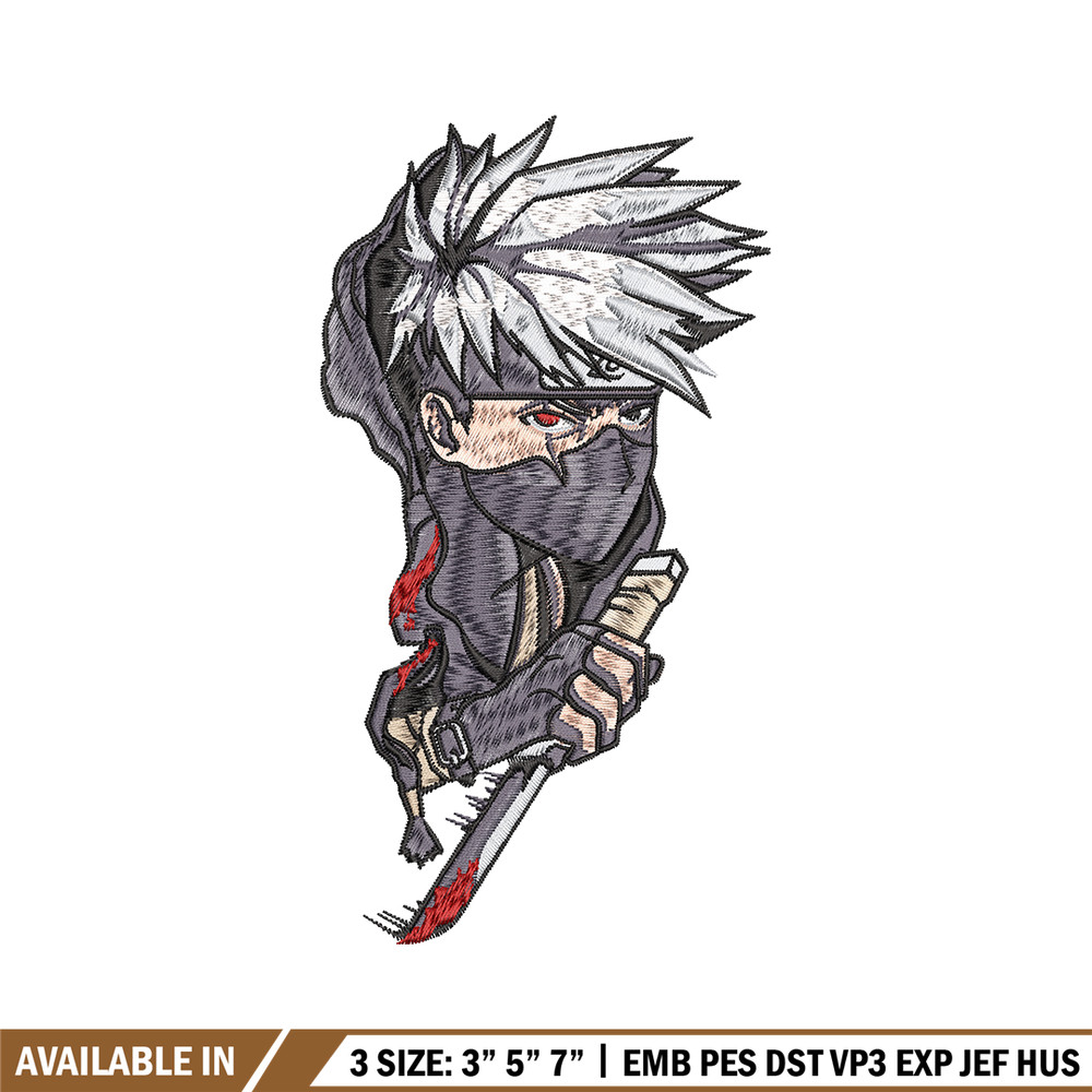 Kakashi Knife embroidery design, Naruto embroidery, logo design, anime design, anime shirt, Digital download.jpg