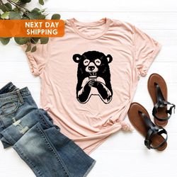 coffee bear shirt png, coffee shirt png, bear shirt png, coffee lover gift, nature and coffee, coffee drinker gift, camp