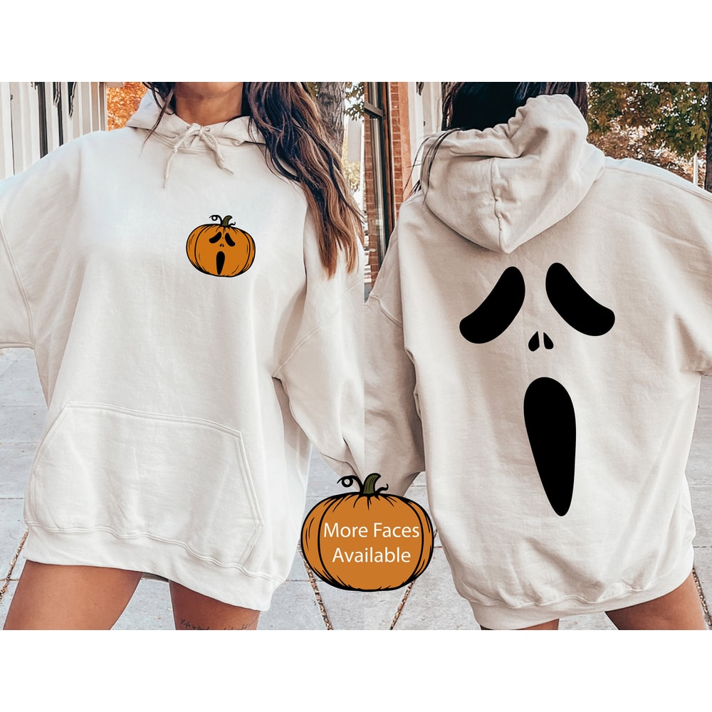Halloween Pumpkin Face Sweatshirt, Halloween Shirt, Cute Pumpkin Face Shirt, Womens Skull Shirt, Fall Graphic Tee,Funny Halloween Sweatshirt - 1.jpg