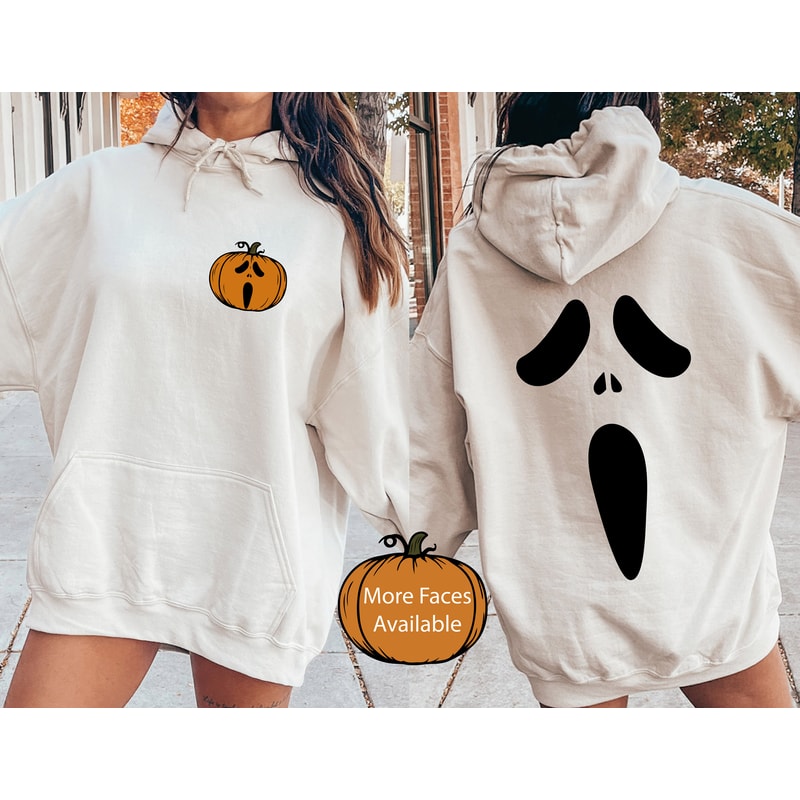 Halloween Pumpkin Face Sweatshirt, Halloween Shirt, Cute Pumpkin Face Shirt, Womens Skull Shirt, Fall Graphic Tee,Funny Halloween Sweatshirt - 1.jpg