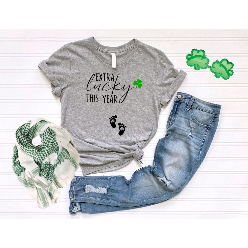 Extra Lucky This Year Shirt, St Patrick's Day Pregnant Shirt, Baby Announcement Shirt, My Lucky Charm Shirt, Pregnancy Reveal Shirt - 5.jpg
