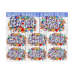 Back to school bundle Png, Sublimation Download, grade, Teacher, teacher, retro, rainbow, sublimate,
