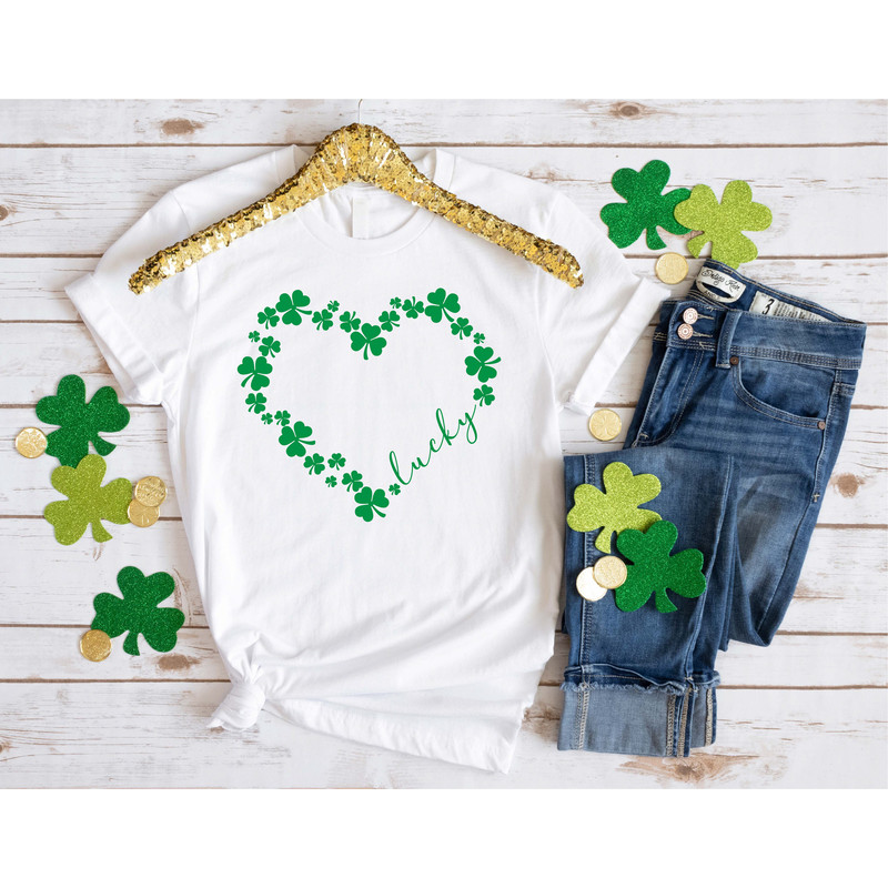 Heart Shamrock Shirt, St Patrick's Day Shirt, Love Clover Shirt, Shamrock Shirt, St Patrick's Day Gift, Clover Shirt, Lucky Heart Shirt - 2.jpg