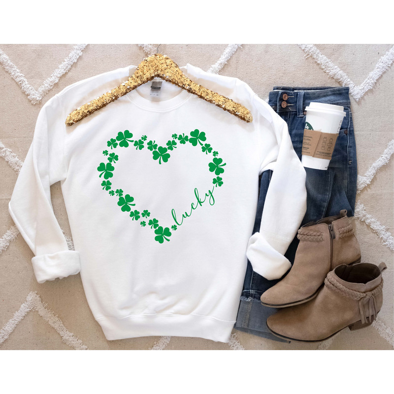 Heart Shamrock Sweatshirt, Love Clover Hoodie, Shamrock Sweatshirt, St Patrick's Day Sweatshirt, St Patrick's Day Gift, Clover Shirt - 2.jpg