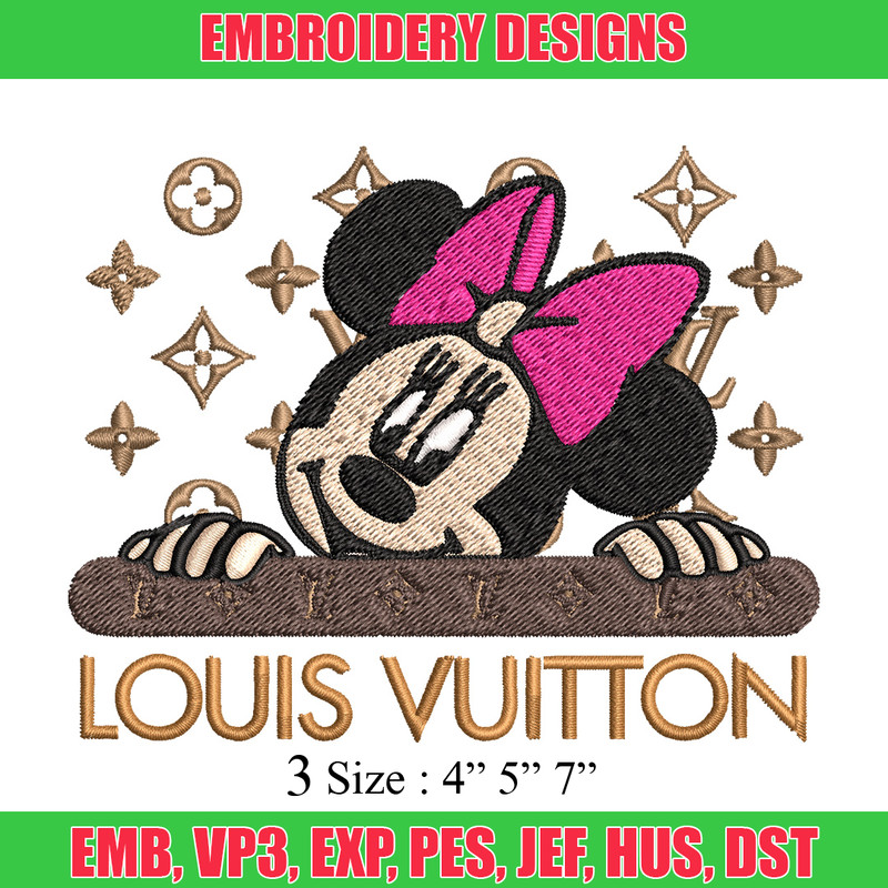 Minnie head lv Embroidery Design, Lv Embroidery, Embroidery File, Brand Embroidery, Logo shirt, Digital download.jpg