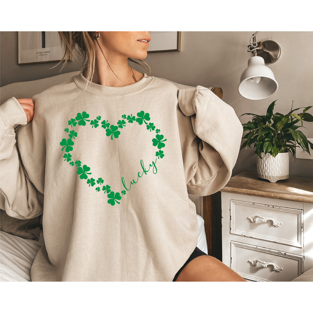 Heart Shamrock Sweatshirt, Love Clover Hoodie, Shamrock Sweatshirt, St Patrick's Day Sweatshirt, St Patrick's Day Gift, Clover Shirt - 4.jpg