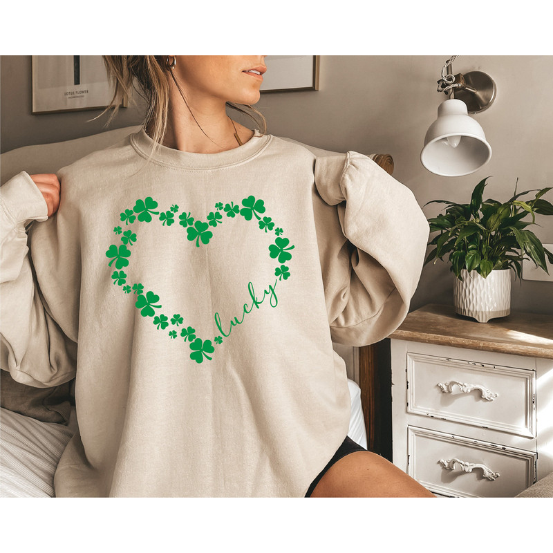 Heart Shamrock Sweatshirt, Love Clover Hoodie, Shamrock Sweatshirt, St Patrick's Day Sweatshirt, St Patrick's Day Gift, Clover Shirt - 4.jpg