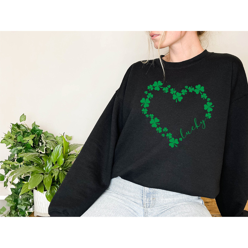 Heart Shamrock Sweatshirt, Love Clover Hoodie, Shamrock Sweatshirt, St Patrick's Day Sweatshirt, St Patrick's Day Gift, Clover Shirt - 7.jpg