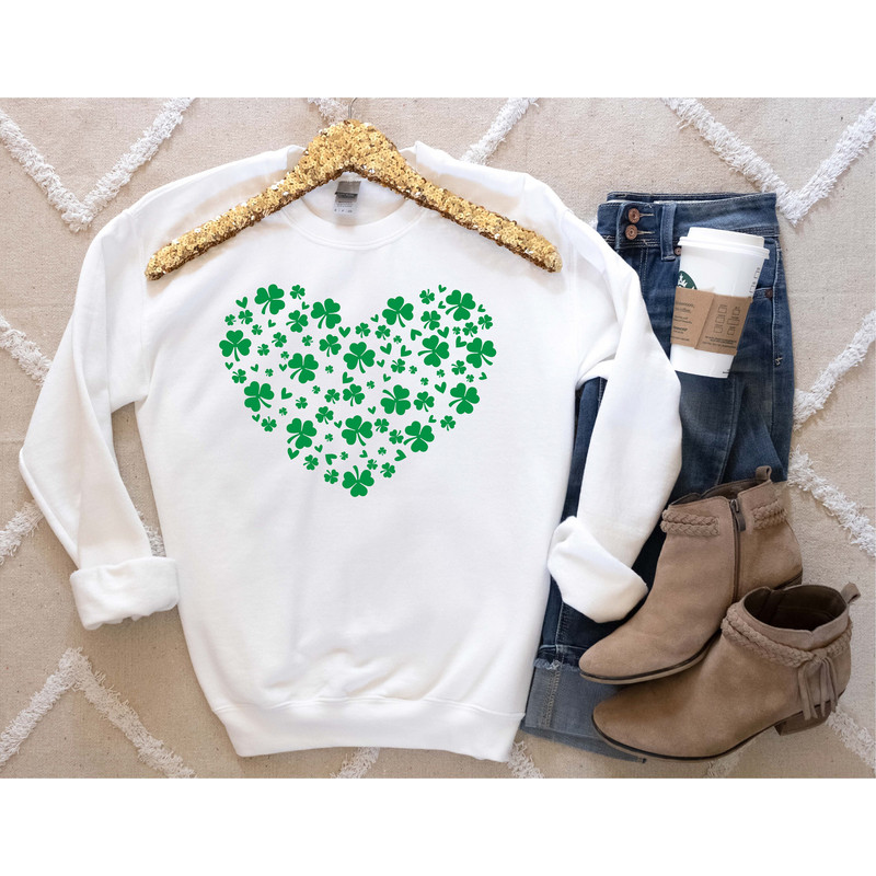 Heart Shamrock Sweatshirt, St Patrick's Day Hoodie, Womens St Patrick Day Shirt, St Patrick's Day Gift, Clover Shirt,St Paddy's Day Shirt - 2.jpg