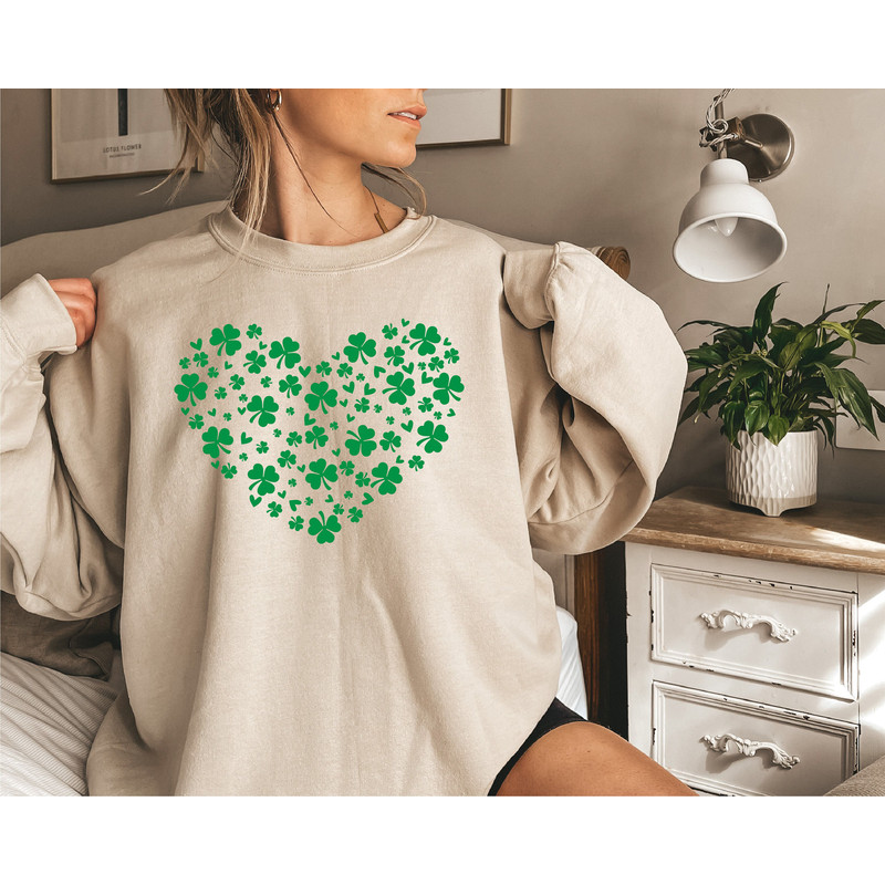Heart Shamrock Sweatshirt, St Patrick's Day Hoodie, Womens St Patrick Day Shirt, St Patrick's Day Gift, Clover Shirt,St Paddy's Day Shirt - 4.jpg