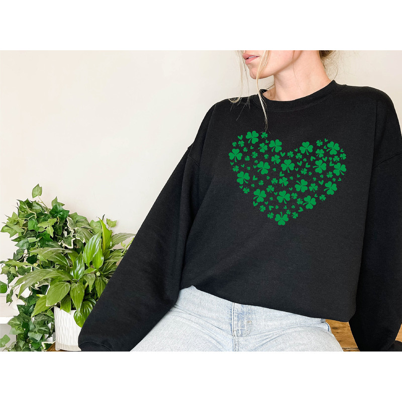 Heart Shamrock Sweatshirt, St Patrick's Day Hoodie, Womens St Patrick Day Shirt, St Patrick's Day Gift, Clover Shirt,St Paddy's Day Shirt - 6.jpg