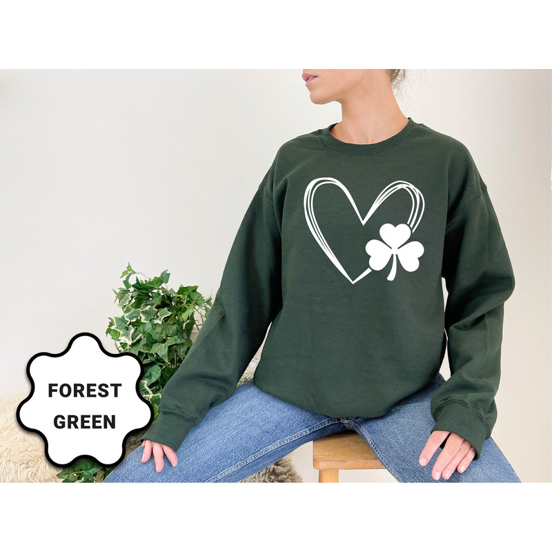 Heart Shamrock Sweatshirt, Womens St Patricks Sweatshirt, Cute Shamrock Sweatshirt, St Patrick's Day, St Patrick's Day Gift, Clover Shirt - 6.jpg
