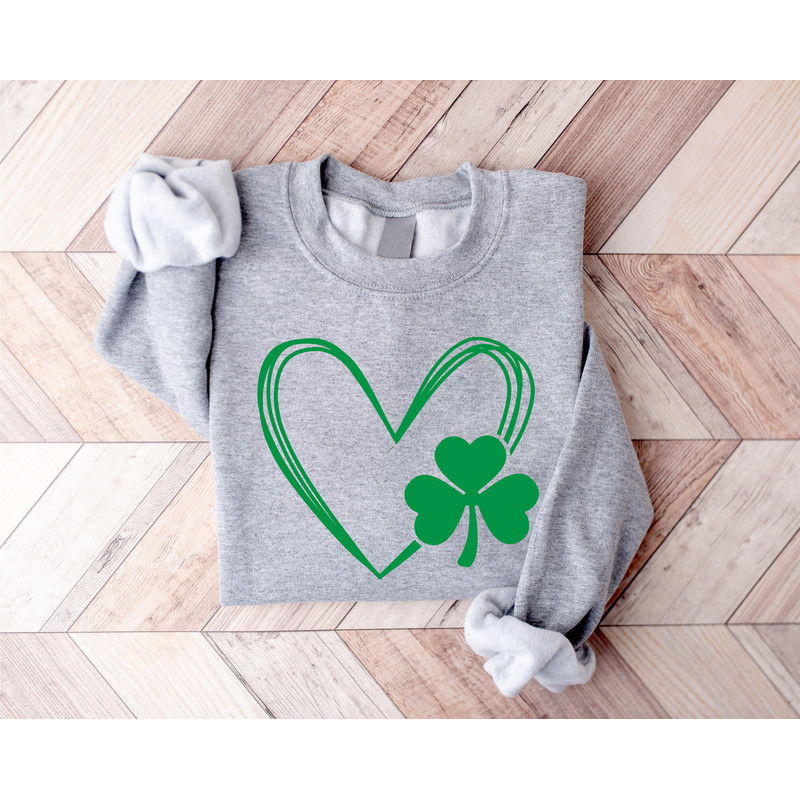 Heart Shamrock Sweatshirt, Womens St Patricks Sweatshirt, Cute Shamrock Sweatshirt, St Patrick's Day, St Patrick's Day Gift, Clover Shirt - 8.jpg