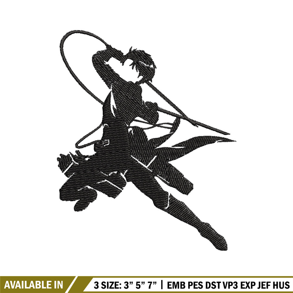 Levi black embroidery design, Aot embroidery, Anime design, Embroidery shirt, Embroidery file, Digital download.jpg