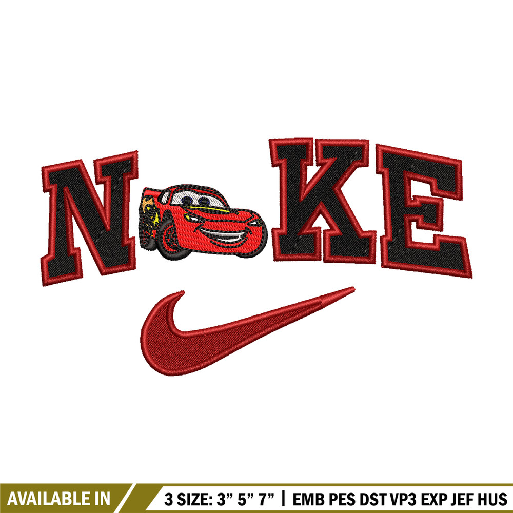 Lightning McQueen Nike embroidery design, logo embroidery, Nike design, logo shirt, Embroidery shirt, Digital download..jpg