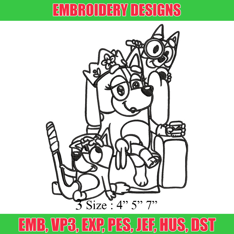 Mum bluey bingo Coloring Pages Embroidery, Bluey Embroidery, Embroidery File, cartoon design, Digital download..jpg