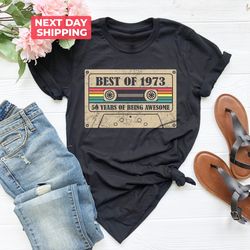 vintage cassette 1973 birthday shirt png, 50th birthday shirt png, 1973 birthday gift, 1973 birthday shirt png, 50th bir