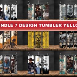 Bundle 7 Design Tumbler Yellow, Yellostone, Tumbler Bundle Design, Sublimation Tumbler Bundle, 20oz Skinny Tumbler 01