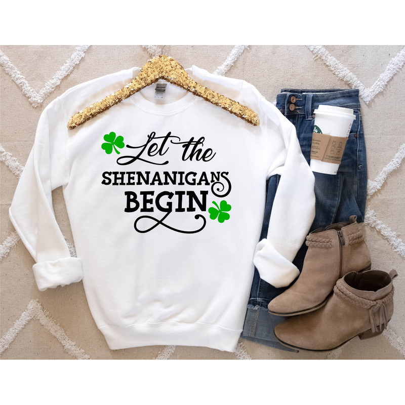 Let The Shenanigans Begin Sweatshirts, St Patrick's Day Sweatshirts, Shenanigans Hoodie, Irish Hoodie, Shamrock Sweatshirt, Irish Sweatshirt - 2.jpg