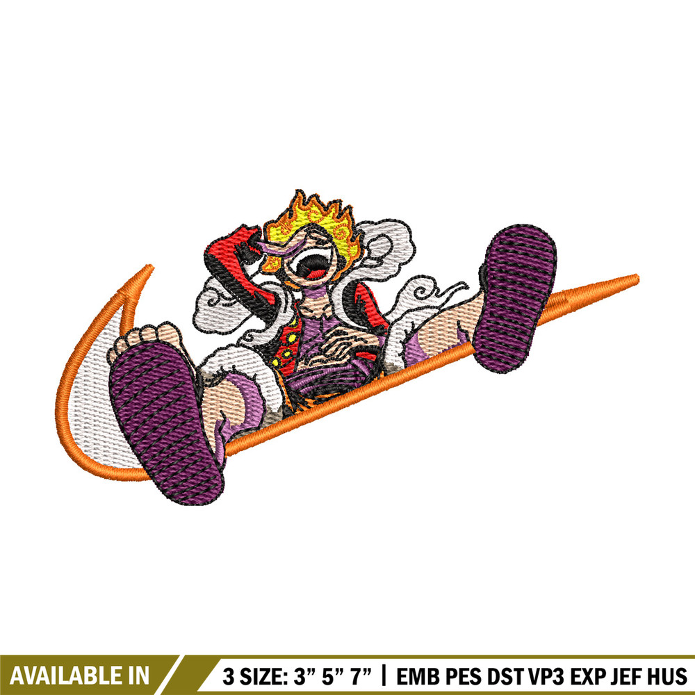 Luffy gear nike embroidery design, One piece embroidery,Nike design, Embroidery shirt, Embroidery file, Digital download.jpg