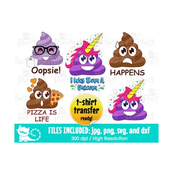 Cute Poop Bundle Pack SVG, Cute Unicorn Poop Bundle SVG, Dig | Inspire ...