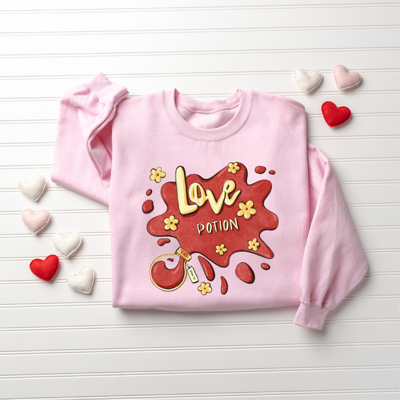 Love Potion Sweatshirt, Love Sweater, Valentines Day Gift, Women Valentine Gift, Valentines Sweater, Cute Valentine Shirt - 1.jpg