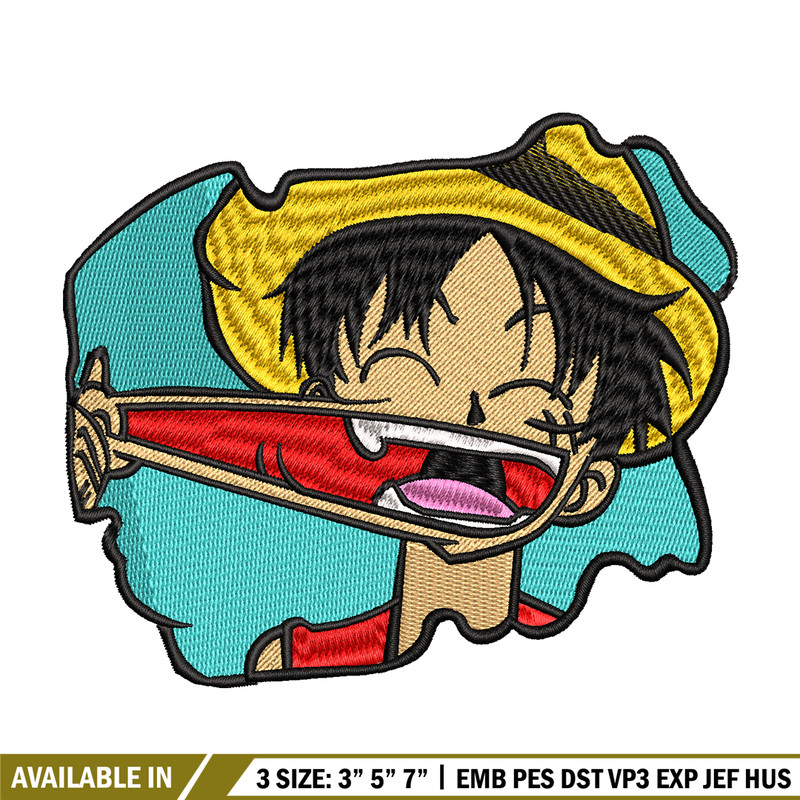 Luffy Laugh embroidery design, One Piece embroidery, embroidery file, anime design, anime shirt, Digital download.jpg