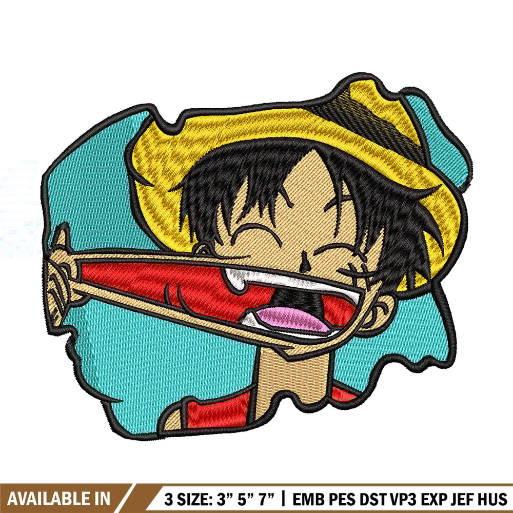 Luffy Laugh embroidery design, One Piece embroidery, embroidery file, anime design, anime shirt, Digital download.jpg