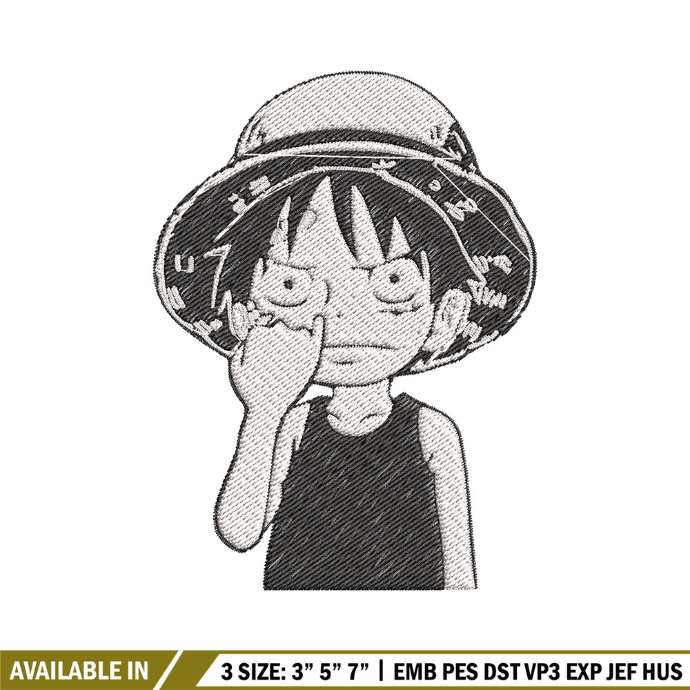 Luffy nose embroidery design, One piece embroidery, Anime design, Embroidery file, Embroidery shirt, Digital download.jpg