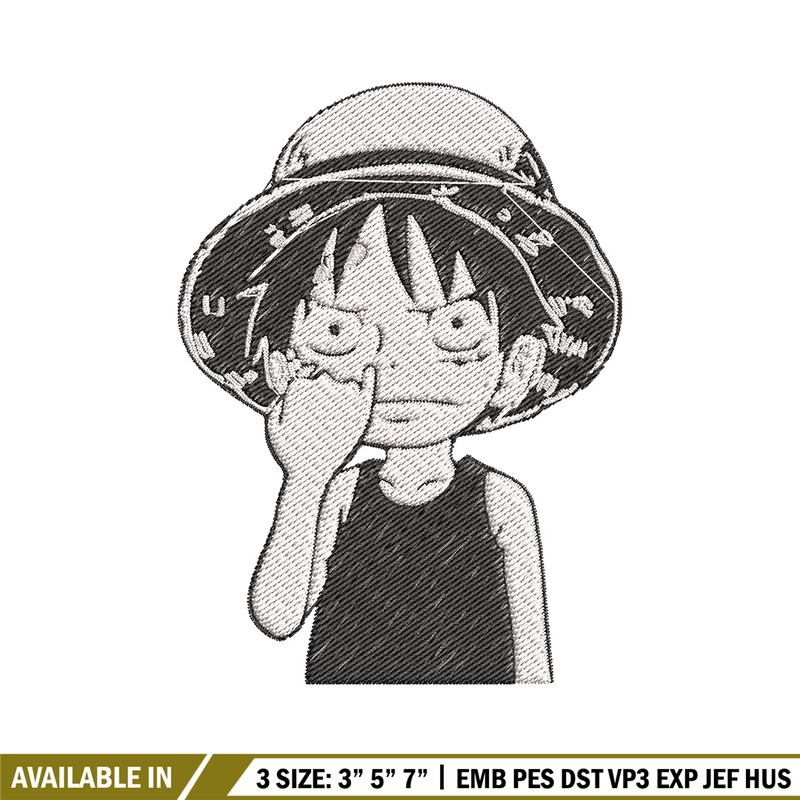 Luffy nose embroidery design, One piece embroidery, Anime design, Embroidery file, Embroidery shirt, Digital download.jpg