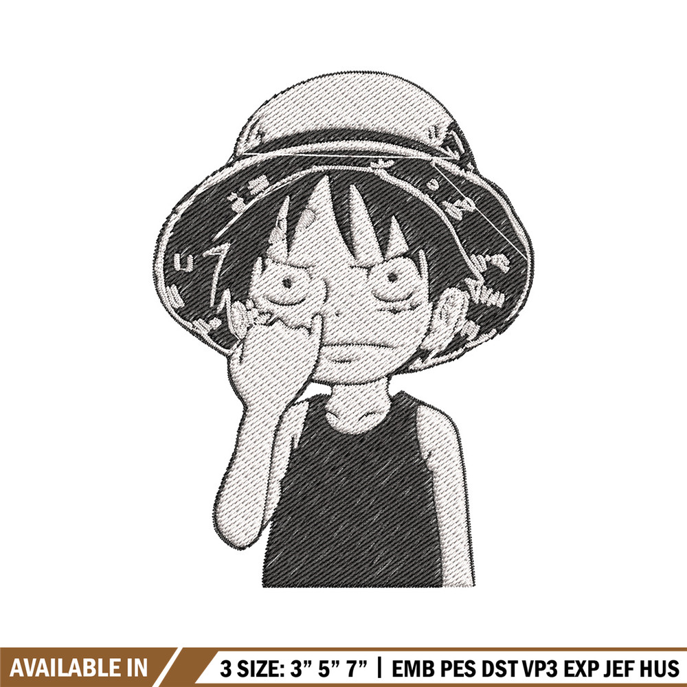 Luffy nose embroidery design, One piece embroidery, Anime design, Embroidery file, Embroidery shirt, Digital download.jpg