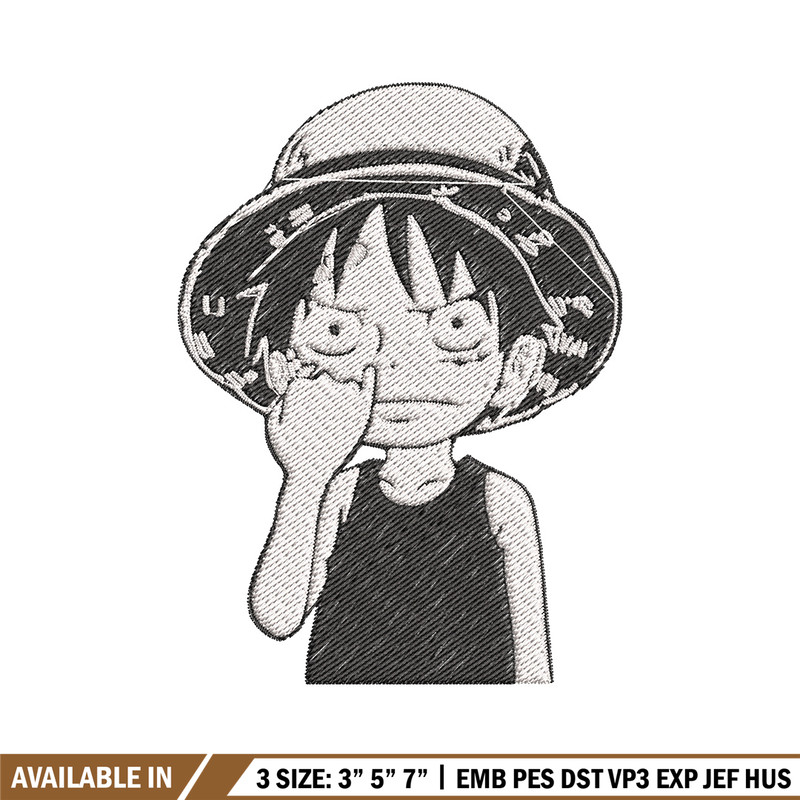 Luffy nose embroidery design, One piece embroidery, Anime design, Embroidery file, Embroidery shirt, Digital download.jpg