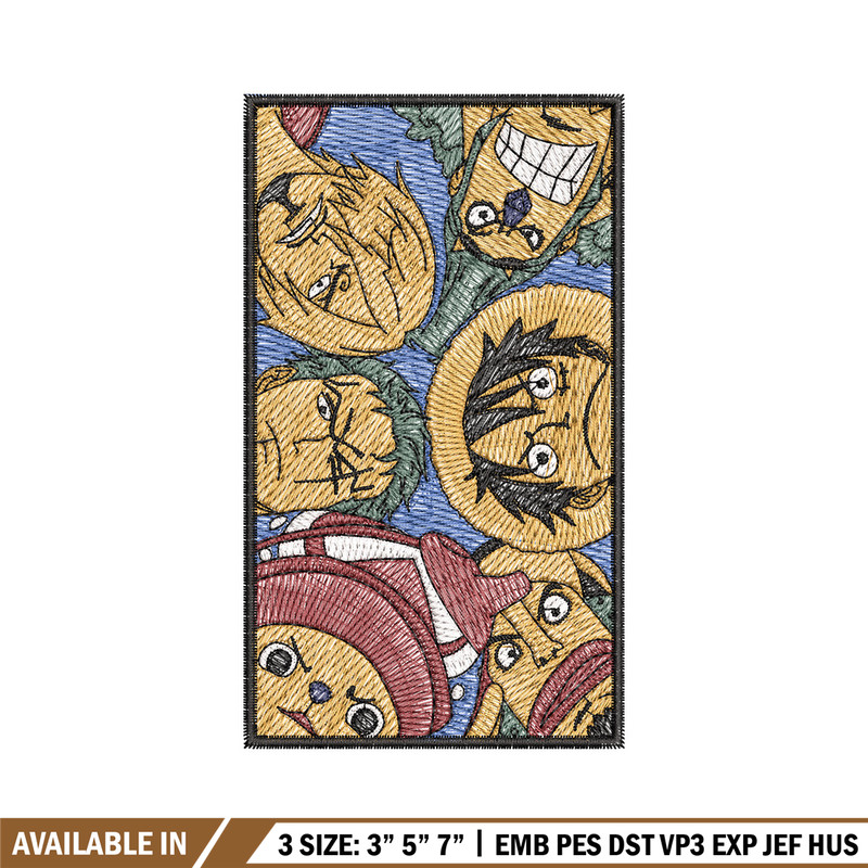 Luffy team embroidery design, One piece embroidery, Embroidery shirt, Embroidery file, Anime design, Digital download.jpg
